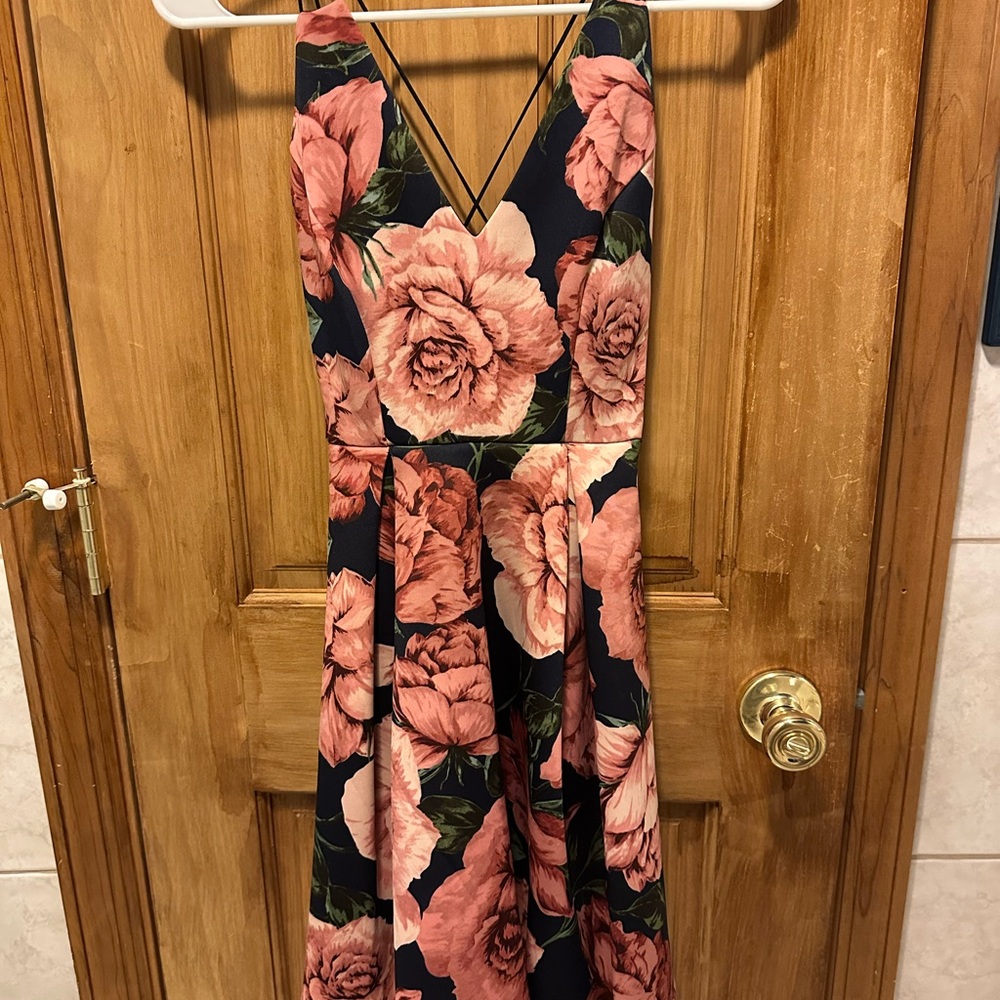 January 7 Floral Dress with Pink and Navy
